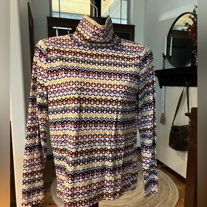 LOFT Geo Stripe long sleeve turtleneck size medium